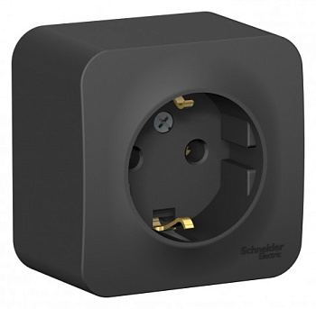 System Electric Розетка 1-м Blanca 16А с заземл. без защ. шторок с изолир. пл. антрацит