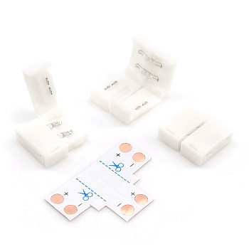 09-08 Комплект коннекторов(Т-образный +3 клипсы) для одноцв. светод. ленты 12В, IP20, подложка 10мм.