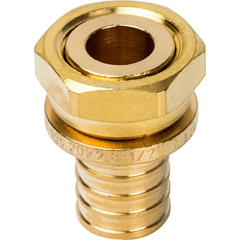 STOUT Переходник с накидной гайкой 16xG 3/4  для труб из сшитого полиэтилена аксиальный