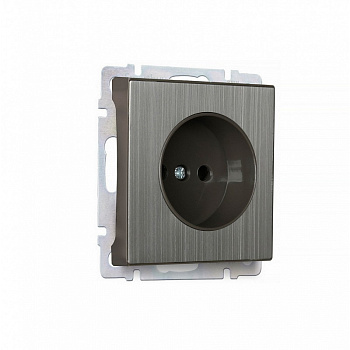 Розетка без заземления 10А серый никель"Нептун"