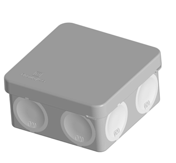 Промрукав Коробка распределительная 80х80х40 серая для прямого монтажа двухкомпонентная