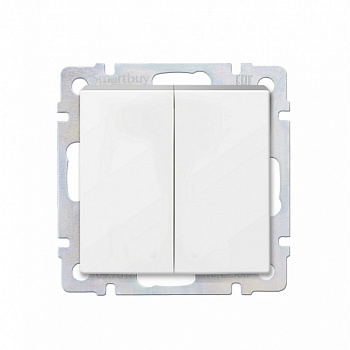 Выключатель2-клавишный 10А белый "Нептун"