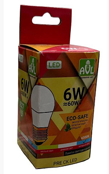 Лампа с/д PRE Шарик  LED 6W 6K E27