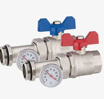 Vieir кран коллекторный с термометром 1" VR1102 (пара)