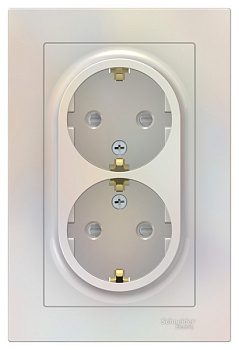 Systeme Electric Механизм розетки 2-м СП Atlas Design с заземл в сборе 16А жемчуг