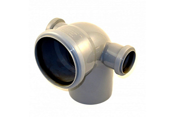 Угол канализационный с двумя патрубками 110х50х90 СИНИКОН