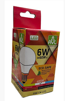 Лампа с/д PRE Шарик  LED 6W 4K E14