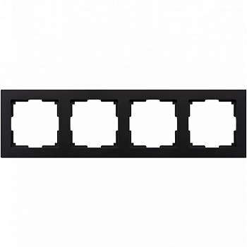Рамка 4-местная пластик черная "Нептун"