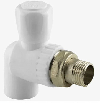 Шаровой кран для радиатора "RTP" (угловой, белый) (25х3/4")