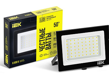 Прожектор светодиодный СДО 06-50 6500К IP65 черн. IEK