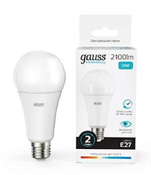 Лампа Gauss Elementary A70 25W 2100lm 4100K E27 LED 1/10/50