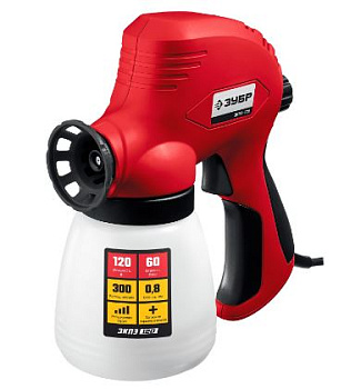 Краскопульт электрический, ЗУБР ЗКПЭ-120, краскоперенос 300 мл/мин.