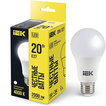 Лампа светодиодная A70 груша 20Вт 230В 4000К E27 IEK