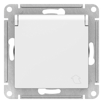 Systeme Electric AtlasDesign Бел Розетка с/з со шторками с крышкой, 16А, IP20, механизм