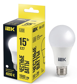 Лампа светодиодная A60 груша 15Вт 230В 4000К E27 IEK