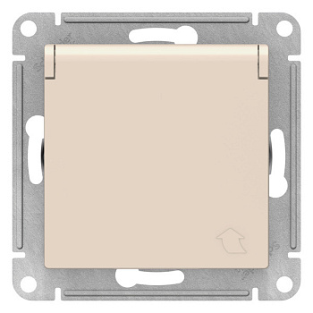 Механизм розетки 1-м СП Atlas Design с заземл с крышкой 16А бежевый