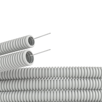 DKC Труба ПВХ гибкая гофр. д.25мм, лёгкая с протяжкой, 25м, цвет серый