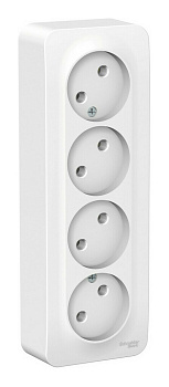 BLANCA Розетка наружная 4-я без заземления без шторок с изолирующей пластиной, 16А, 250В, белый