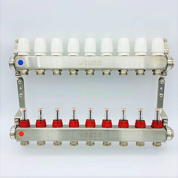Коллекторная группа VIEIR (нержавейка) с расходомерами без кранов 09