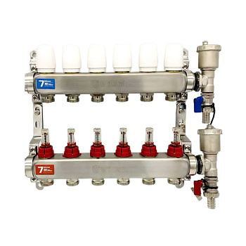 Коллекторная группа VIEIR (нержавейка) с расходомерами без кранов 06
