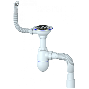 B426 Сифон "Unicorn" для мойки с круглым переливом (с гибким отводом)