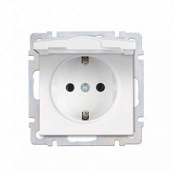 Розетка с заземлением и крышкой 16А белая "Нептун"