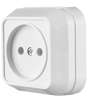 Розетка 1-м ОП 16А IP20 квадрат. без заземл. бел. Makel 45102