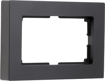 Рамка для двойной розетки пластик черная "Нептун"