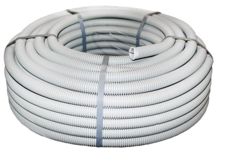 Труба гофрированная ПВХ d25мм с протяж. сер. (уп.50м) DKC