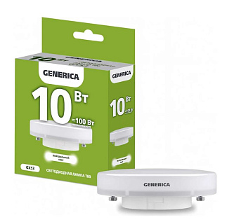 Лампа светодиод. Т80 таблетка 10Вт 230В 4000К GX53 GENERICA