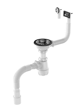 Z-PRO 1005, Сифон для мойки 3 1/2"х40 с метал.решетк, с прямоугольным и круглым переливами с г.т. 40