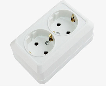 Розетка 2-м ОП 16А IP20 с заземл. бел. Makel 45182