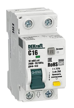 DEKraft АВДТ 1Р+N 16А 10мА тип A х-ка С ДИФ-103 нов. 6кА