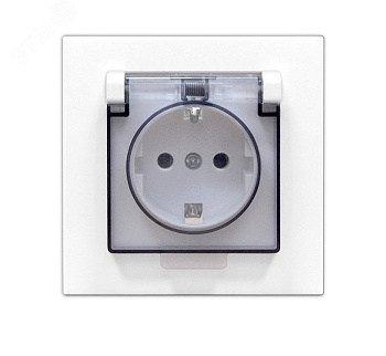 Розетка с/з прозрачная крышка белый Афина