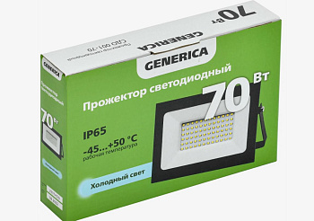 Прожектор светодиодный СДО 001-70 Вт 6500К IP65 черный GENERICA
