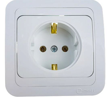 Розетка 1-м СП Mimoza 16А IP20 с заземл. керамика бел./бел. Makel 12008