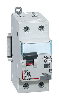 Выключатель автоматический дифференциального тока 2п (1P+N) C 16А 30мА тип AC 6кА DX3 2мод.