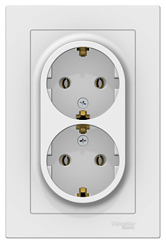 Systeme Electric Механизм розетки 2-м СП Atlas Design с заземл в сборе 16А белый