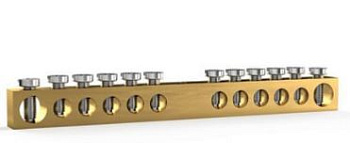 Шина PEN "земля-ноль" 6х9мм 12 отвер. латунь TOKOV ELECTRIC TKE-BCB-69-12-N/PEN