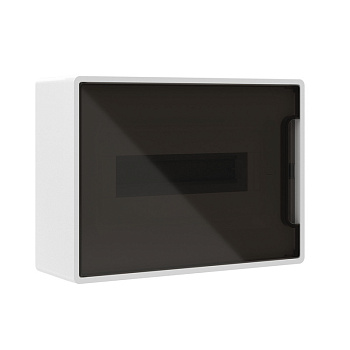 DKC Щиток 12 мод настенный FRAME, белый, с тонированной дверцей, с 2 шинами PEN на 6 и 8 отв.