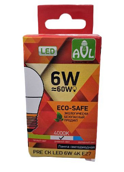 Лампа с/д PRE Шарик  LED 6W 4K E27