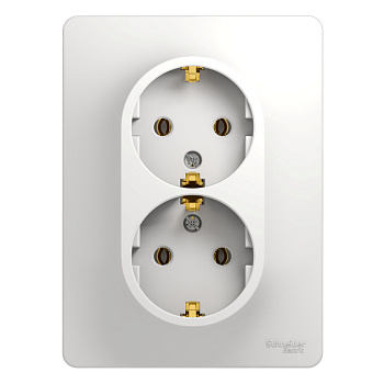 Systeme Electric Glossa Бел Розетка 2-я с/з (в сборе с рамкой)