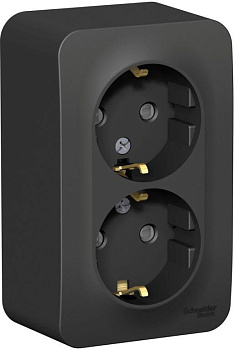 System Electric Розетка 2-м Blanca с заземл. без защ. шторок с изолир. пластиной антрацит