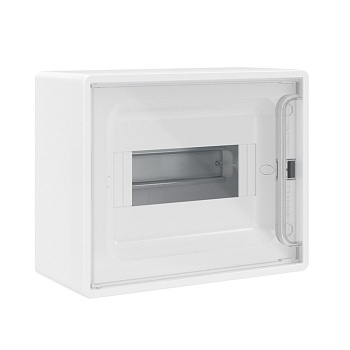 DKC Щиток 8 мод настенный FRAME, белый с прозрачной дверцей, с 2 шинами PEN на 6 и 8 отв