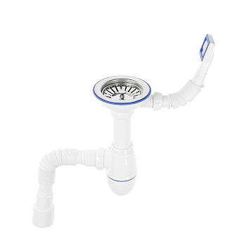 B425 Сифон "Unicorn" для мойки с прямоугольным переливом (с гибким отводом)