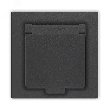 Розетка с/з непрозрачная крышка графит Афина