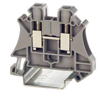 DKC Клемма проходная, винтовой зажим, 2 точки подключения, 6 кв.мм, серая