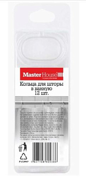 Кольца для штор в ванную прозрачные(ударопрочн.полистирол) 12шт