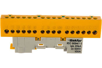 Шина нулевая изолированная TEKFOR KSN-1-3-6x9-13