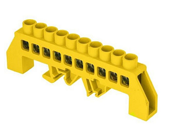Шина нулевая PE 8х12 10 отвер. латунь желт. нейлоновый корпус комбинированный PROxima EKF